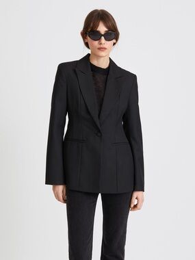 Womens Stylein Black Single-Button Tailored Bovino Blazer